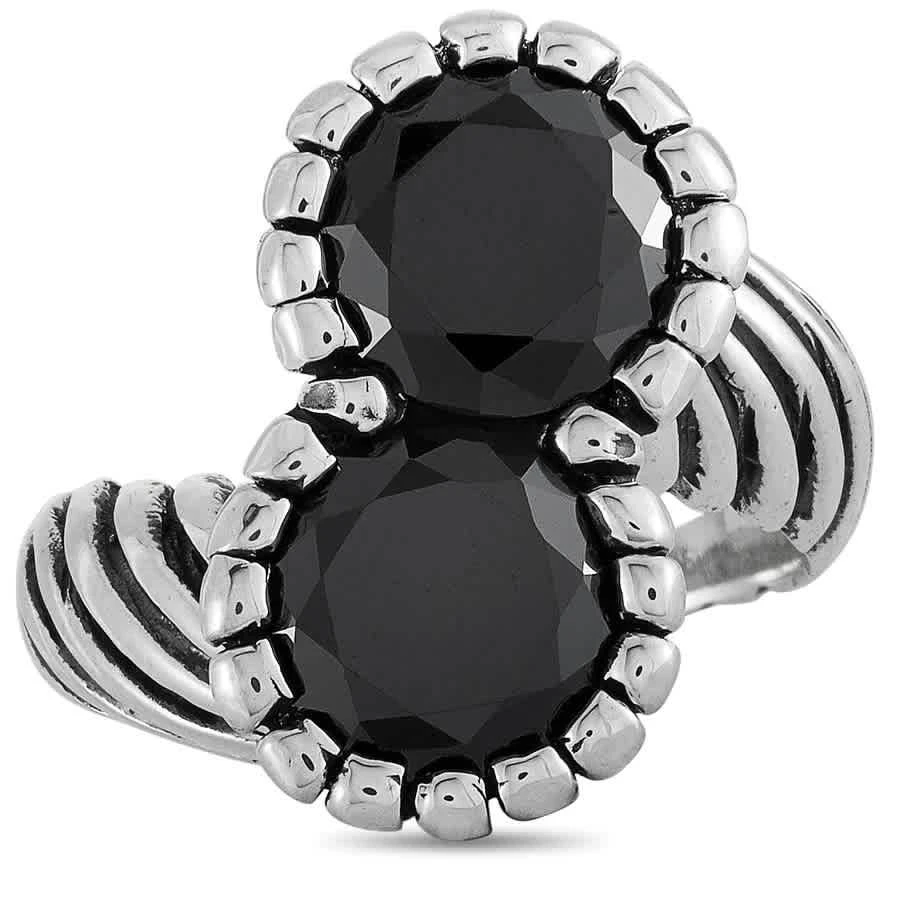 商品King Baby|Silver and Black Cubic Zirconia Twisted Pattern Ring,价格¥1077,第3张图片详细描述