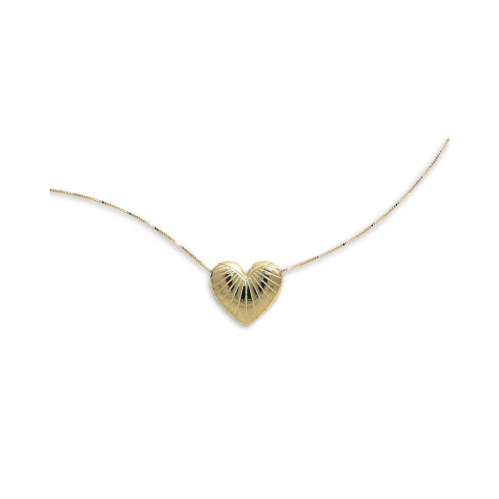 商品Bloomingdale's|Ridged Heart Pendant Necklace in 14K Yellow Gold, 18",价格¥1578,第1张图片详细描述