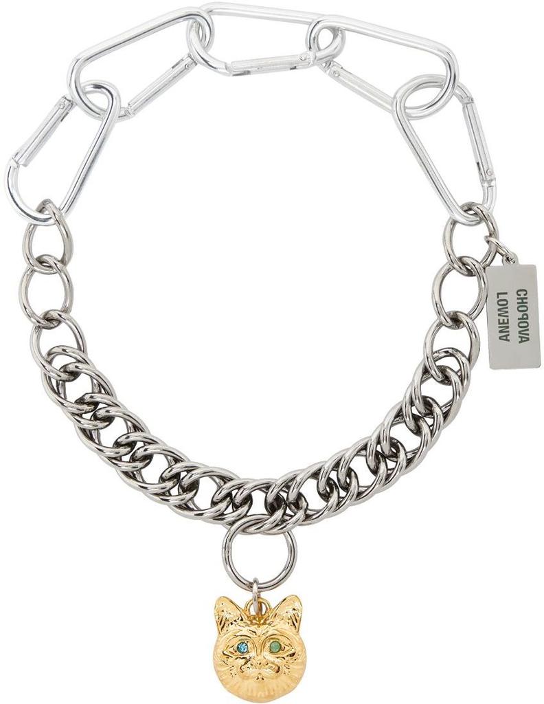 SSENSE Exclusive Silver & Gold Cat's Eye Necklace商品第1张图片规格展示