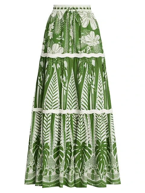 商品Farm Rio|Macaw Elegance Tiered Maxi Skirt,价格¥1459,第1张图片