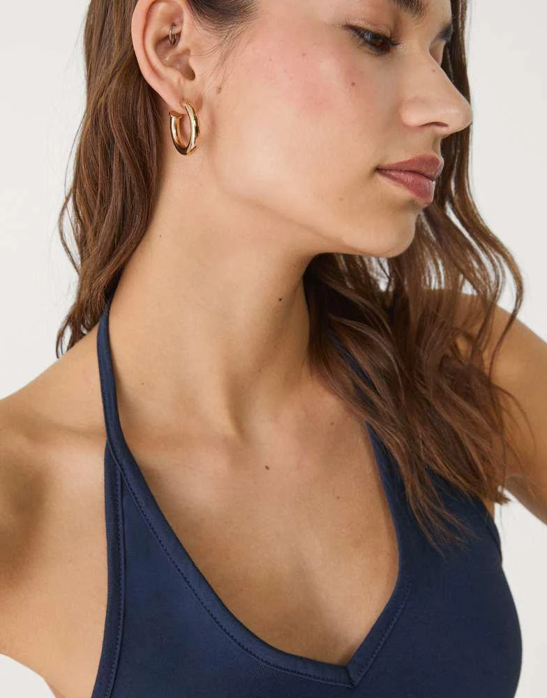 商品Stradivarius|Stradivarius tied halter top in navy blue,价格¥135,第2张图片详细描述