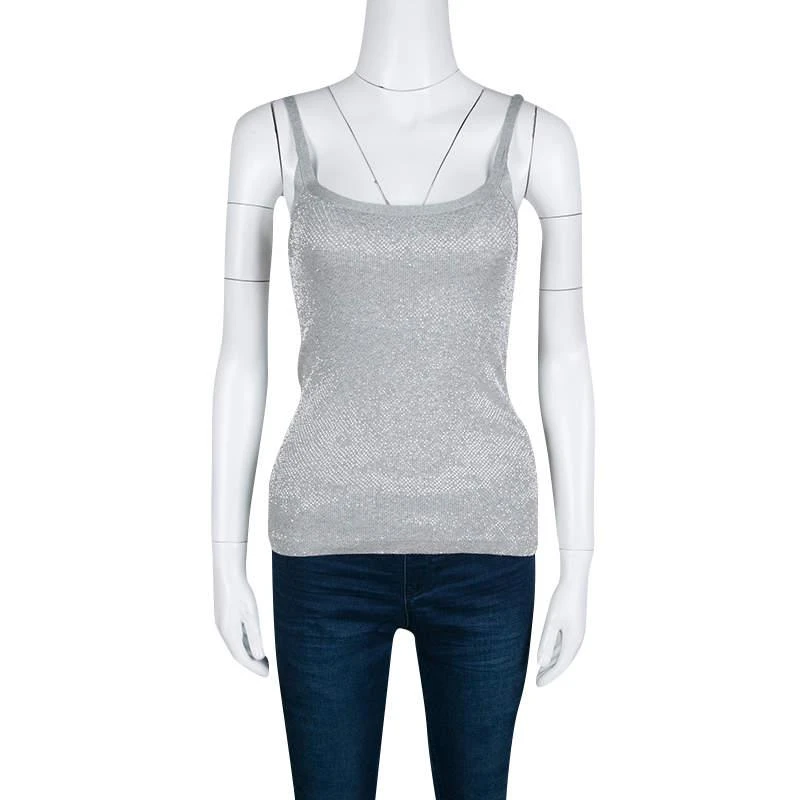 商品[二手商品] Ralph Lauren|Ralph Lauren Grey Rib Knit Bead Embellished Sleeveless Tank Top S,价格¥861,第2张图片详细描述