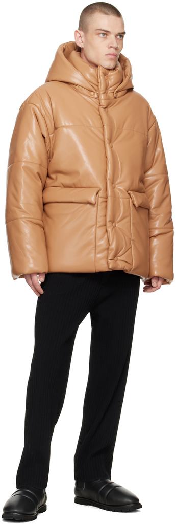 Tan Hide Vegan Leather Puffer Jacket商品第4张图片规格展示