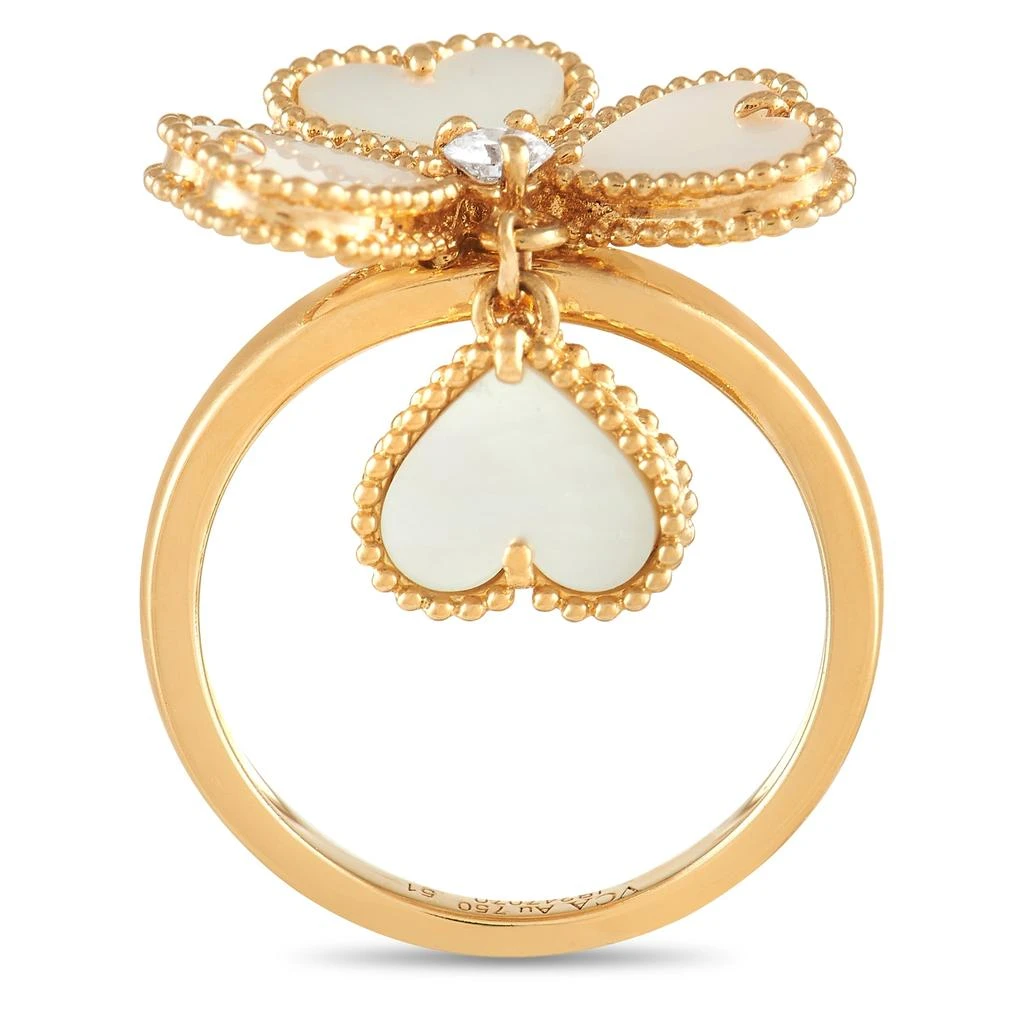 商品[二手商品] Van Cleef & Arpels|Van Cleef & Arpels Sweet Alhambra 18K Yellow Gold Diamond and Mother of Pearl Effeuillage Ring,价格¥31499,第2张图片详细描述