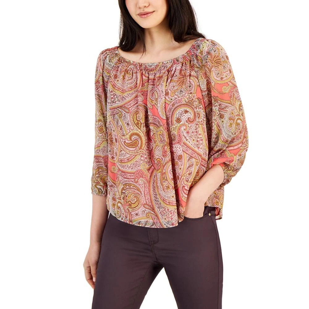 商品Tommy Hilfiger|Women's Paisley-Print 3/4-Sleeve Top,价格¥179,第1张图片