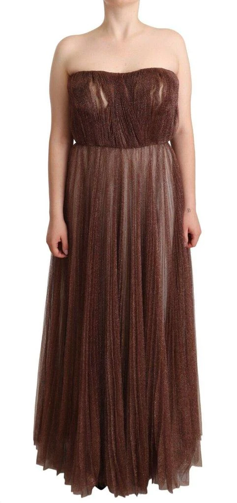 商品Dolce & Gabbana|Dolce & Gabbana Metallic Bronze Polyester Maxi Gown Dress,价格¥29286,第1张图片