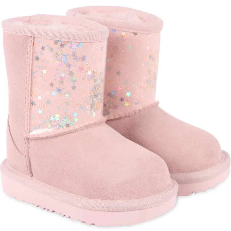 商品UGG|Sequin detailing logo leather boots in light pink,价格¥1032,第1张图片