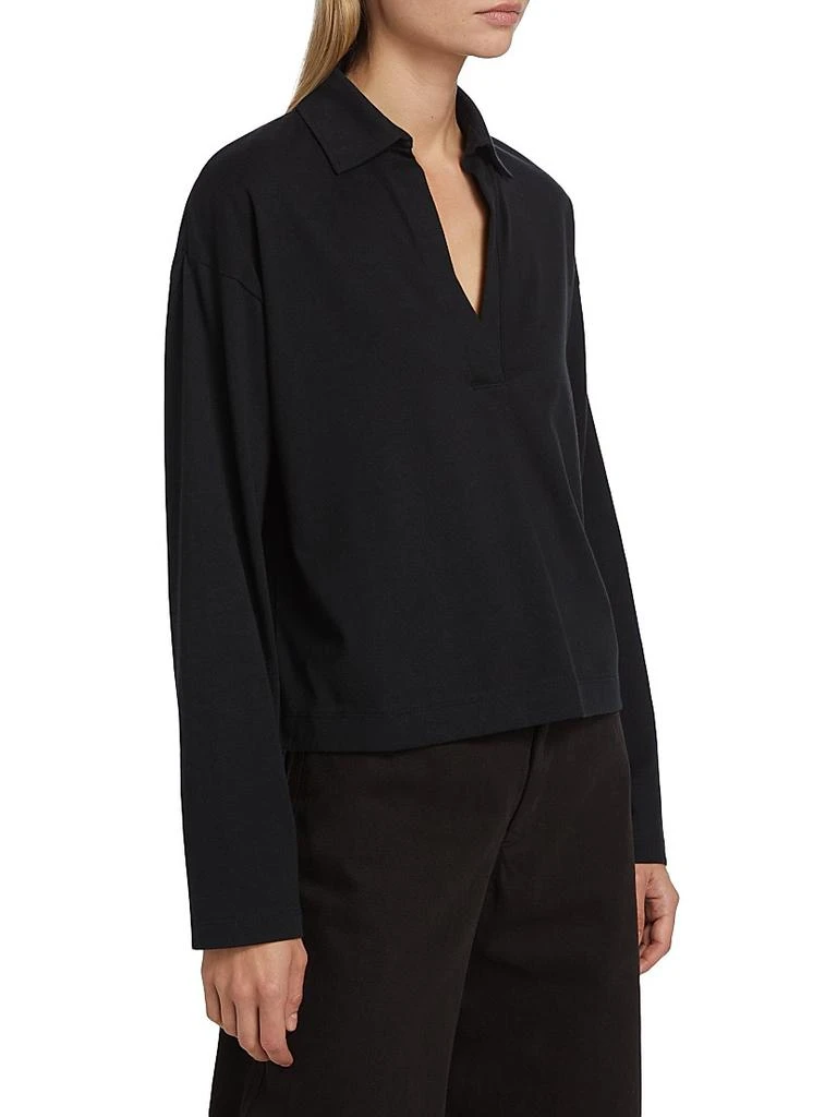 商品Vince|Cotton Long-Sleeve Polo Top,价格¥1233,第4张图片详细描述