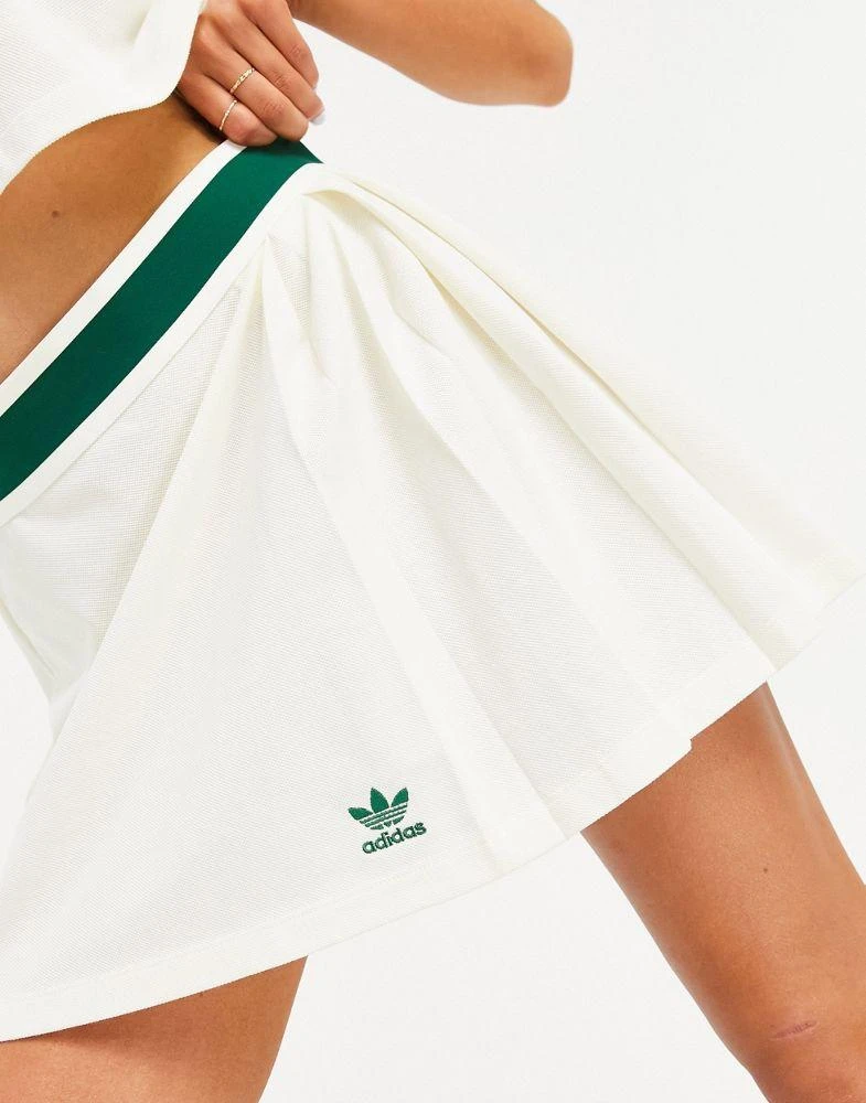 adidas Originals adidas Originals 'Tennis Luxe' logo pleated skirt in off white 3