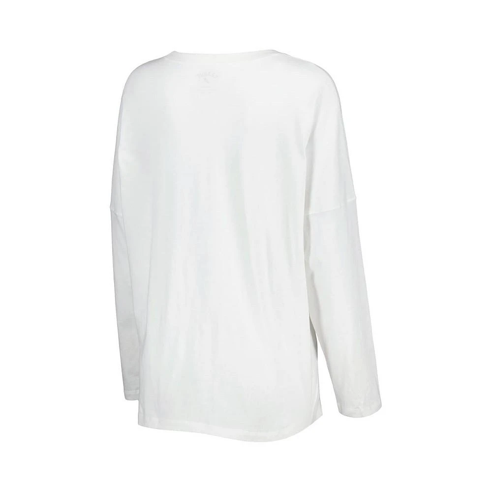 商品League Collegiate Wear|Women's White Texas Longhorns Clothesline Oversized Long Sleeve T-shirt,价格¥247,第3张图片详细描述