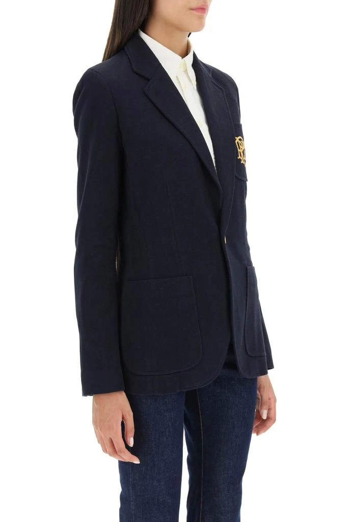 商品Ralph Lauren|STRETCH KNIT BLAZER WITH MONOGRAM EMBROIDERY,价格¥1862,第3张图片详细描述