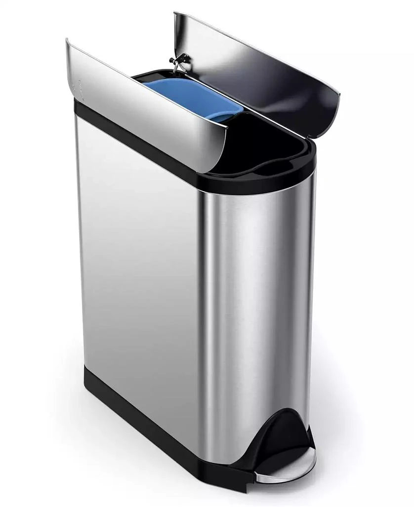 商品simplehuman|Brushed Stainless Steel 40 Liter Fingerprint Proof Dual Recycler Butterfly Trash Can,价格¥1326,第2张图片详细描述