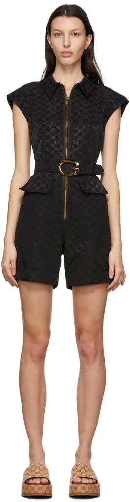 商品Gucci|Black GG Faille Jumpsuit,价格¥28323,第1张图片