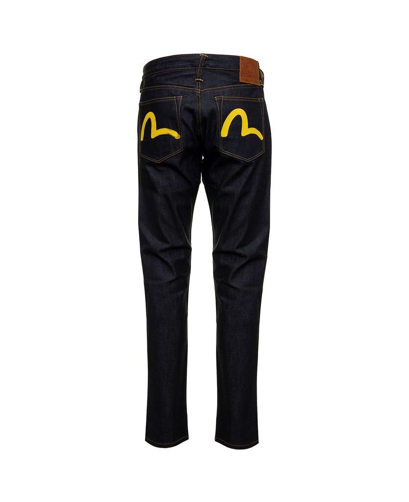 商品Evisu|Evisu Man's Blue Jeans With Yellow Seagull  Back Print,价格¥1537,第4张图片详细描述