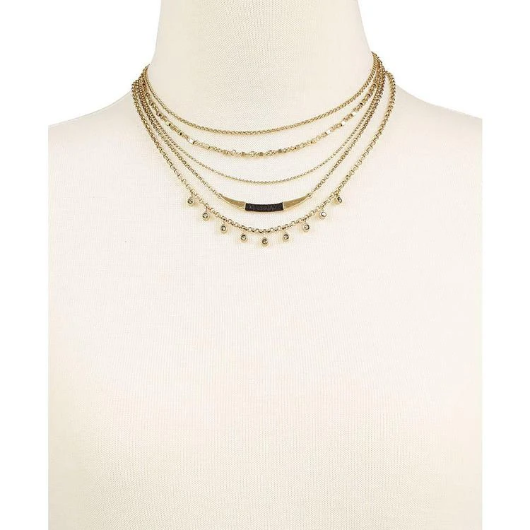 商品Lucky Brand|Gold-Tone & Black Leather Multi-Layer Choker Necklace, a Macy's Exclusive Style,价格¥379,第3张图片详细描述