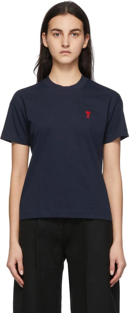 商品AMI|Navy Ami de Cœur T-Shirt,价格¥615,第1张图片