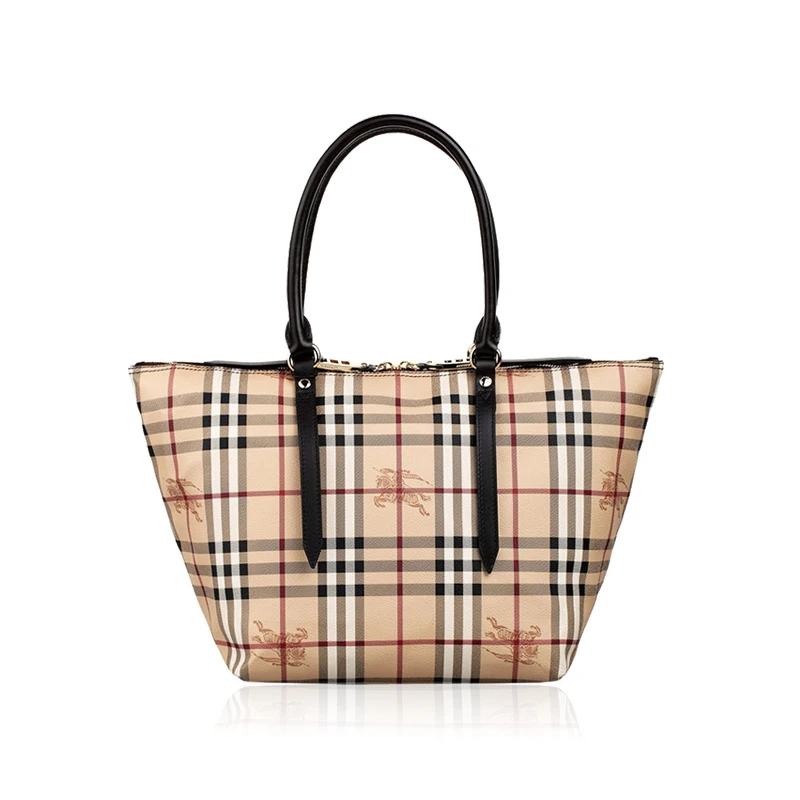 商品Burberry|Burberry 博柏利 女士米色pvc皮革手提包斜挎包 3882392,价格¥3552,第1张图片