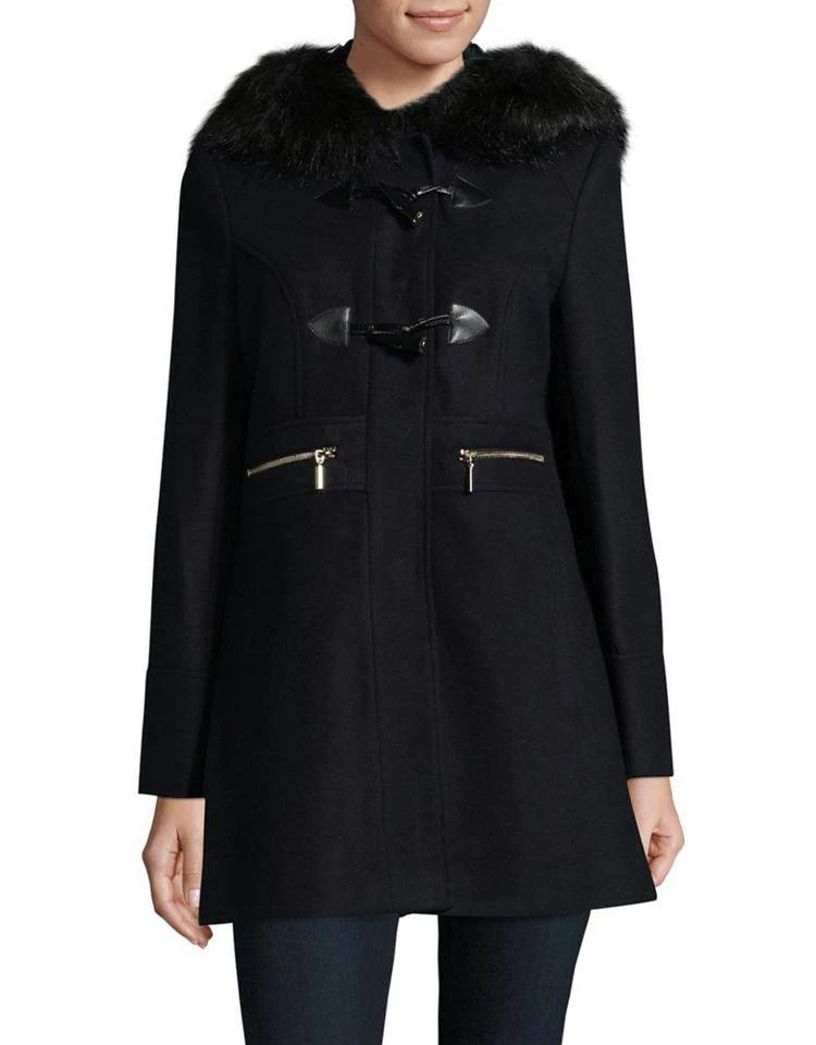 商品Miss Selfridge|Faux-Fur Trimmed Toggle Coat,价格¥564,第2张图片详细描述