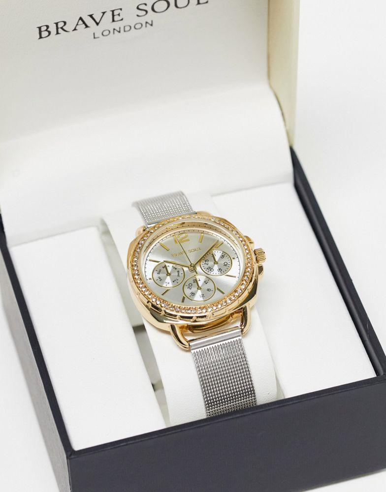商品Brave Soul|Brave Soul multi-dial watch in two tone silver and rose gold,价格¥174,第4张图片详细描述