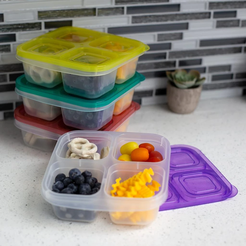 商品Home Basics|Home Basics Four Compartment Plastic Food Storage Container Set, (Set of 8), Multi-Color,价格¥174,第3张图片详细描述
