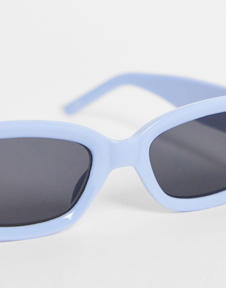 ASOS DESIGN rectangle sunglasses with smoke lens in blue - MBLUE商品第4张图片规格展示