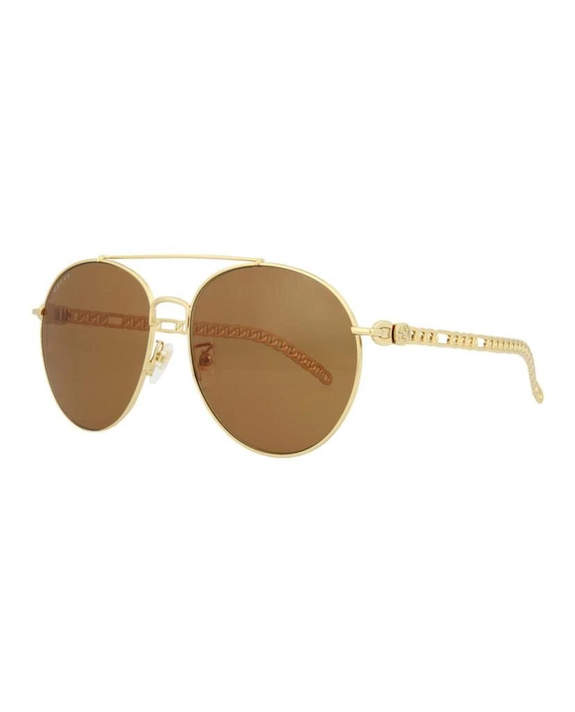 商品Gucci|Round/Oval-Frame Metal Sunglasses,价格¥1846,第2张图片详细描述