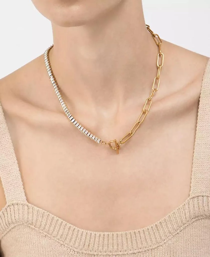 商品ADORNIA|19" Paper Clip Toggle 14K Gold Plated Baguette Necklace,价格¥264,第2张图片详细描述