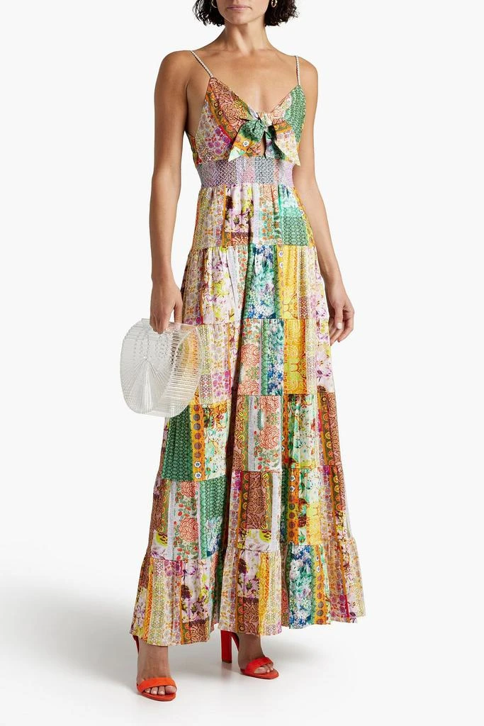 商品Alice + Olivia|Karolina patchwork-effect printed linen-blend maxi dress,价格¥1335,第2张图片详细描述
