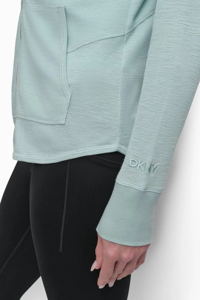 商品DKNY|FULL ZIP MINI SLUB WAFFLE HOODIE WITH POCKETS,价格¥270,第5张图片详细描述