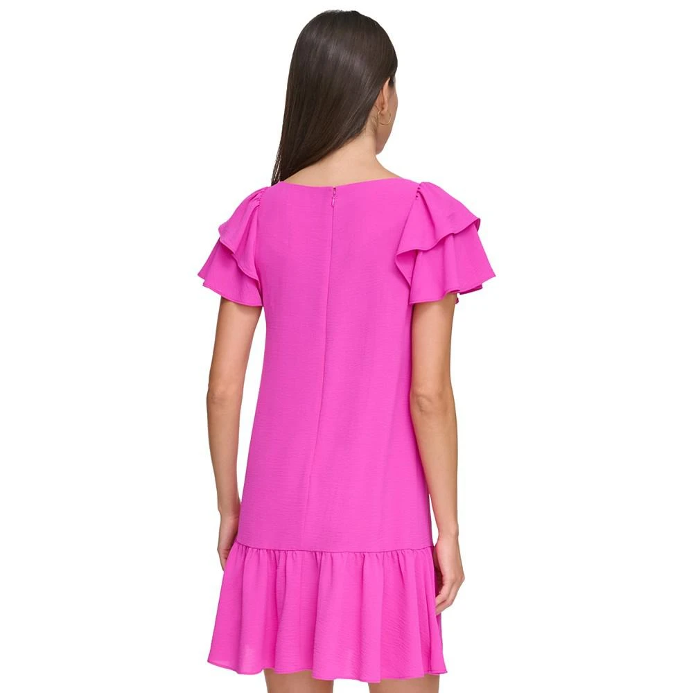 商品DKNY|Petite Flutter-Sleeve Ruffle-Hem Dress,价格¥599,第2张图片详细描述