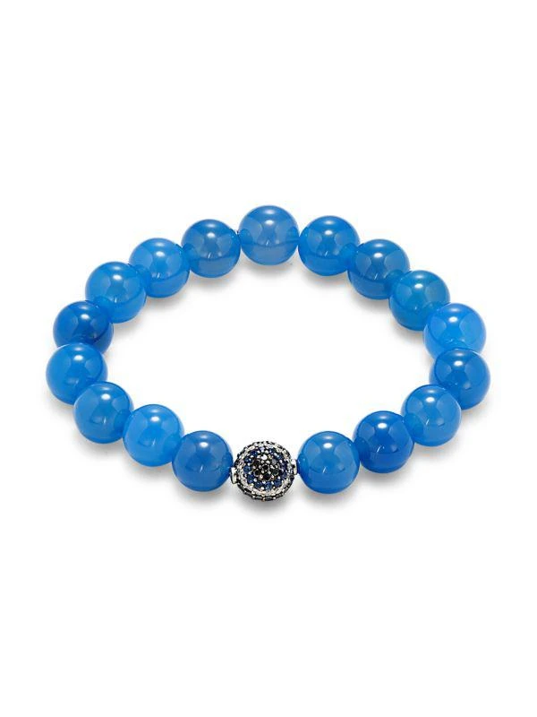 商品Sydney Evan|14K White Gold, Black Rhodium & Multi Stone Beaded Bracelet,价格¥9829,第1张图片