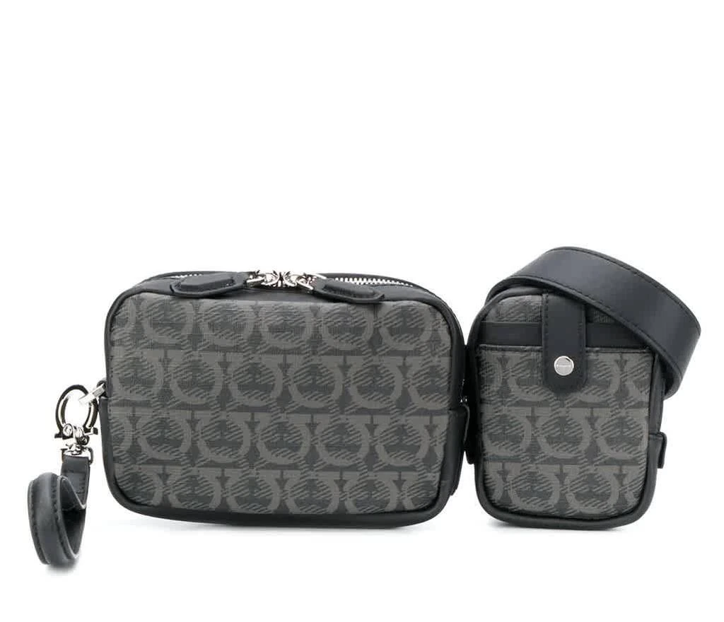 商品Salvatore Ferragamo|Salvatore Ferragamo Black/Grey Gancini Logo Print Belt Bag,价格¥2342,第1张图片