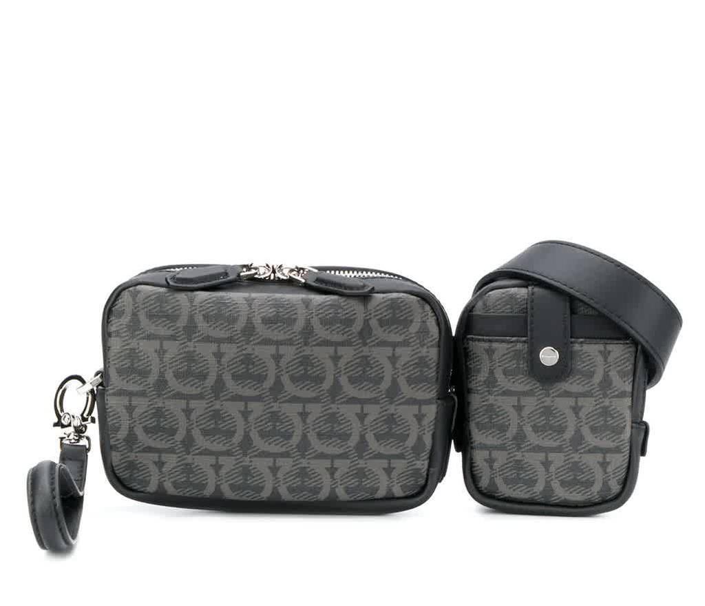 商品Salvatore Ferragamo|Black/Grey Gancini Logo Print Belt Bag,价格¥3700,第1张图片