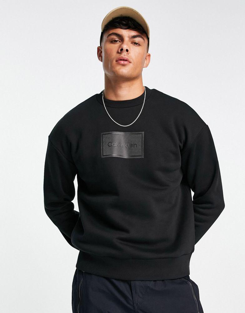 Calvin Klein textured logo box comfort sweatshirt in black商品第3张图片规格展示