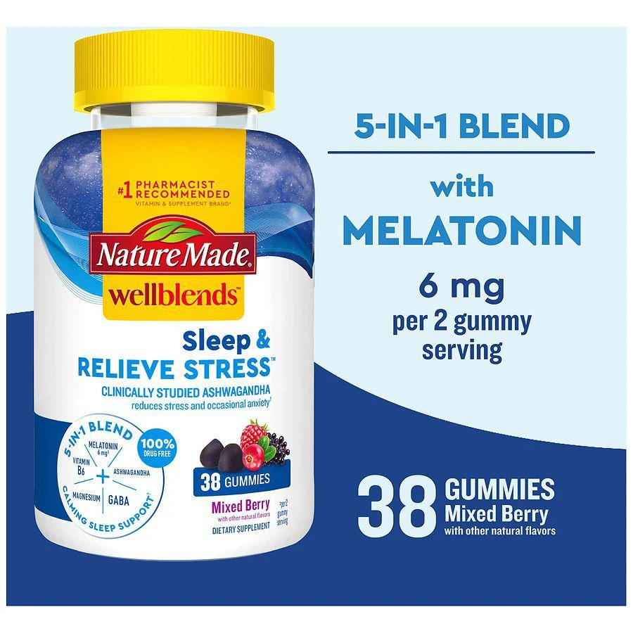 商品Nature Made WellBlends|Sleep & Relieve Stress Gummies Mixed Berry,价格¥162,第3张图片详细描述