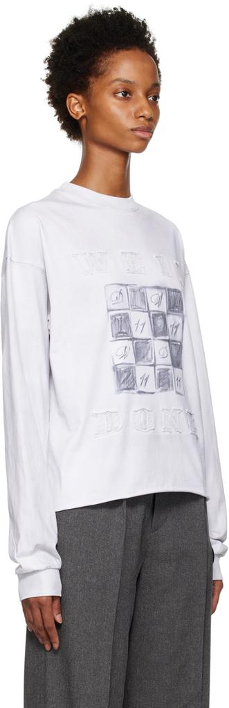White Washed Applique Long Sleeve T-Shirt商品第2张图片规格展示