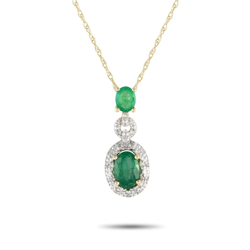 商品LB Exclusive|14K Yellow Gold 0.08ct Diamond and Emerald Necklace PD4-16183YEM,价格¥2438,第1张图片