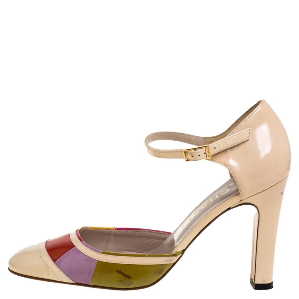 商品[二手商品] Chanel|Chanel Multicolor Patent Leather D'orsay Colorblock Ankle Strap Pumps Size 38,价格¥1848,第2张图片详细描述