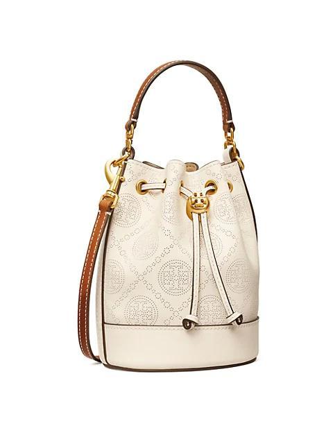 商品Tory Burch|T Monogram Perforated Leather Mini Bucket Bag,价格¥3293,第5张图片详细描述