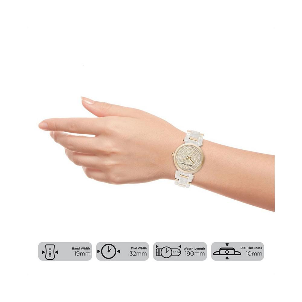 Women's Mother Of Pearl Link with Gold Tone Accents Stainless Steel Strap Analog Watch 40mm商品第3张图片规格展示