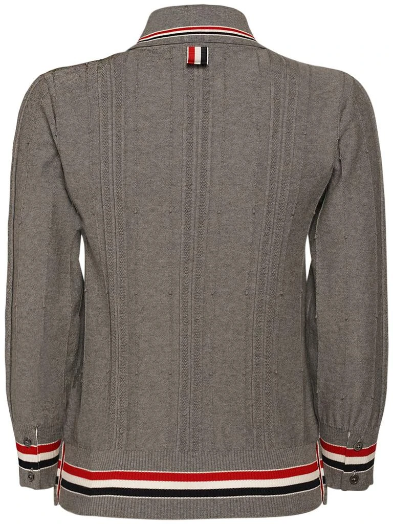 商品Thom Browne|3/4 Sleeve Textured Cotton Knit Cardigan,价格¥6782,第4张图片详细描述