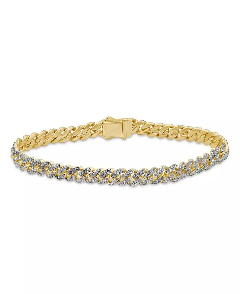 商品Macy's|Men's Diamond (3 ct. t.w.) Cuban Link Bracelet in 10K Yellow Gold,价格¥42969,第1张图片