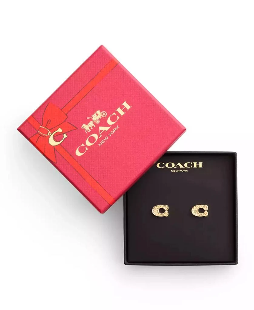 商品Coach|Faux Stone Signature Pave C Stud Earrings,价格¥367,第4张图片详细描述