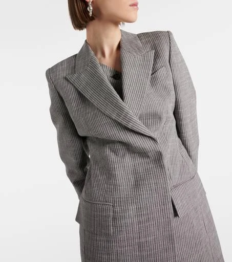 Pinstripe double-breasted linen-blend blazer 商品