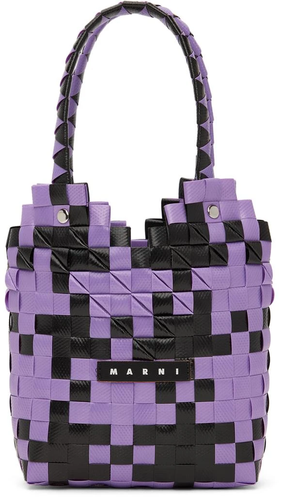商品Marni|Kids Purple & Black Diamond Basket Tote,价格¥1018,第1张图片