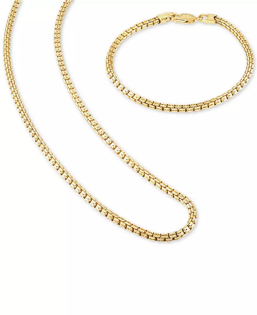 商品Esquire Men's Jewelry|2-Pc. Set Box Link 22" Chain Necklace and Bracelet in 14k Gold-Plated Sterling Silver, Created for Macy's (Also available in Sterling Silver),价格¥4827,第1张图片