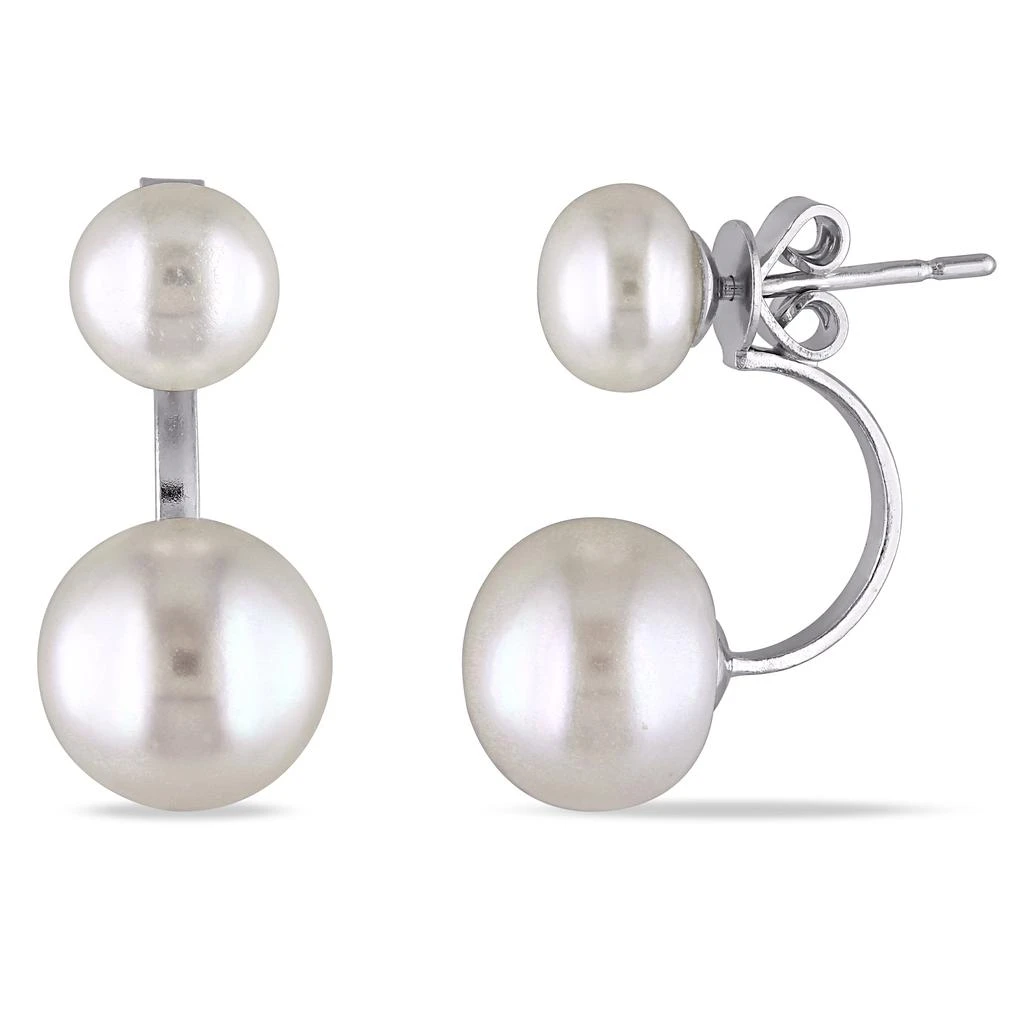 商品Mimi & Max|7-7.5mm and 10-10.5mm White Cultured Freshwater Pearl Earrings with Jackets in Sterling Silver,价格¥342,第1张图片