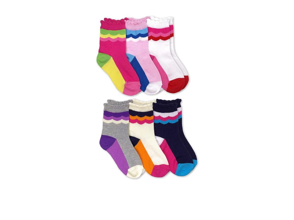 商品Jefferies Socks|Scalloped Stripe Crew Socks 6-Pair Pack (Toddler/Little Kid/Big Kid),价格¥127,第1张图片