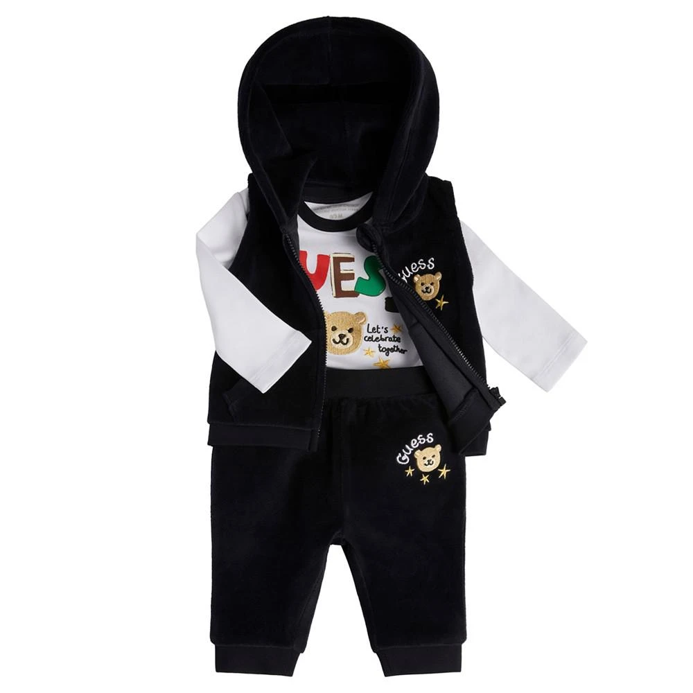 商品GUESS|Baby Boys Logo Bodysuit, Vest and Joggers, 3 Piece Set,价格¥265,第1张图片