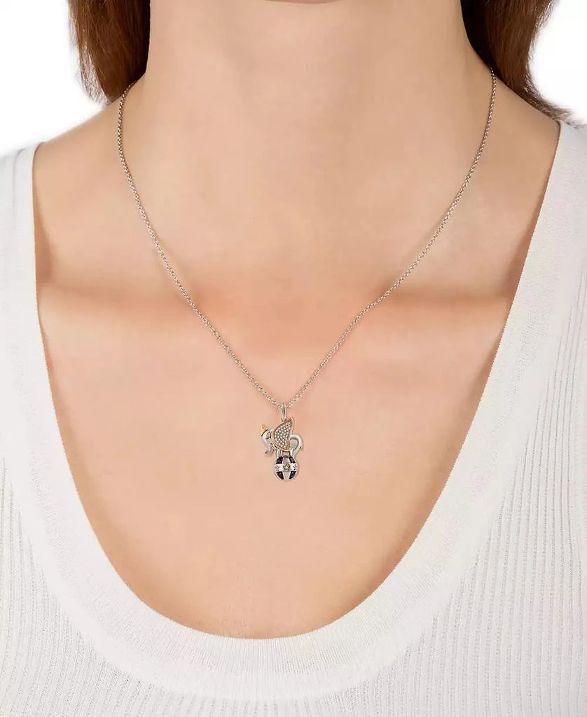 商品Macy's|Disney Wonder Fine Jewelry Sapphire (1/8 ct. t.w.) & Diamond (1/10 ct. t.w.) Dumbo 18" Pendant Necklace in Sterling Silver & 14k Rose Gold-Plate,价格¥1178,第2张图片详细描述